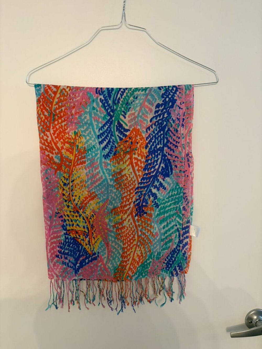 Lilly Pulitzer Pashmina Wrap Scarf Rainbow Coral Silk Cashmere